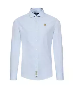 Полосатая хлопковая рубашка золото La Martina, синий