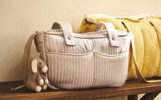 Полосатая хлопковая сумка Zara Home, коричневый