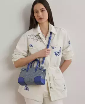 Полосатая холщовая сумка-тоут Devyn Small Lauren Ralph Lauren, мультиколор
