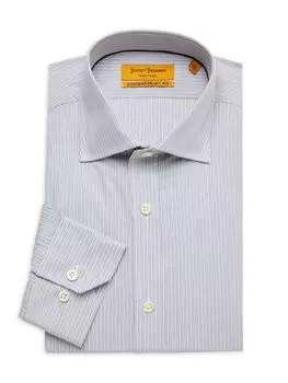 Полосатая классическая рубашка современного кроя Hickey Freeman, серый