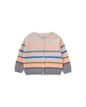 Полосатая кофта для девочки с круглым вырезом KNOT, мультиколор