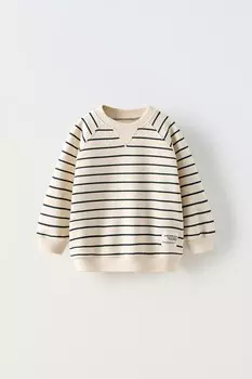 Полосатая кофта ZARA, экрю/синий