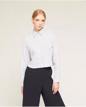 Полосатая короткая женская рубашка Motivi, белый