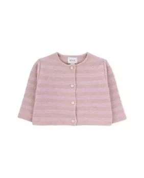 Полосатая куртка для девочки на пуговицах Knot, розовый