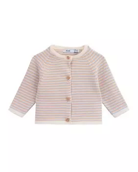 Полосатая куртка для девочки с застежкой на пуговицы KNOT, мультиколор