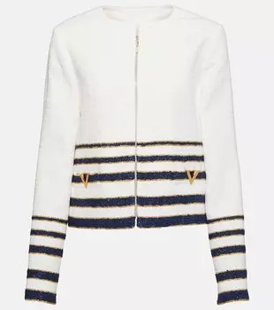 Полосатая куртка с логотипом V VALENTINO, белый