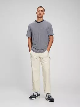 Полосатая льняная футболка Gap, синий