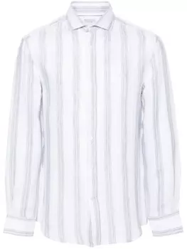 Полосатая льняная рубашка Brunello Cucinelli, белый