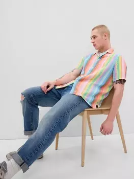 Полосатая льняная рубашка Gap, мультиколор
