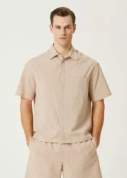 Полосатая льняная рубашка Network, бежевый