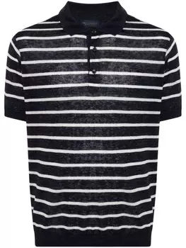 Полосатая льняная рубашка-поло Paul & Shark, белый