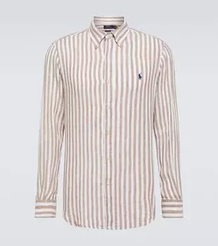 Полосатая льняная рубашка Polo Ralph Lauren, белый