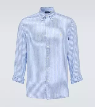 Полосатая льняная рубашка Polo Ralph Lauren, синий