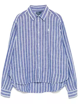 Полосатая льняная рубашка Polo Ralph Lauren, синий
