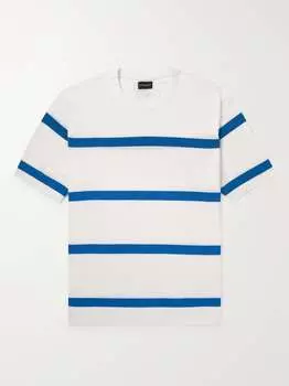 Полосатая махровая футболка из смесового хлопка CLUB MONACO, белый