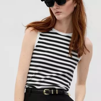Полосатая майка из эластичного хлопка и модала Gap, белый