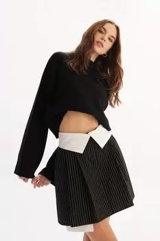 Полосатая мини-юбка с низкой посадкой VATKALI, черный