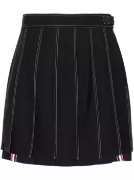 Полосатая мини-юбка со складками THOM BROWNE, синий