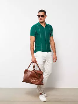 Полосатая мужская футболка с короткими рукавами и воротником поло LCW Vision