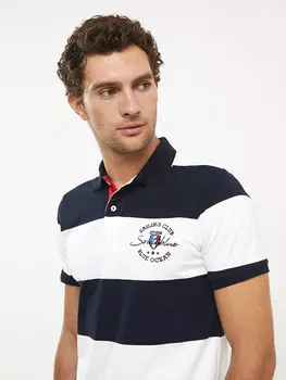 Полосатая мужская футболка с короткими рукавами и воротником поло Southblue