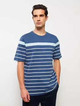 Полосатая мужская футболка с круглым вырезом и короткими рукавами LCWAIKIKI Classic