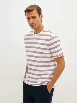 Полосатая мужская футболка с круглым вырезом и короткими рукавами LCWAIKIKI Classic