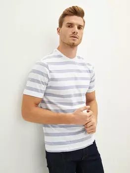Полосатая мужская футболка с круглым вырезом и короткими рукавами LCWAIKIKI Classic