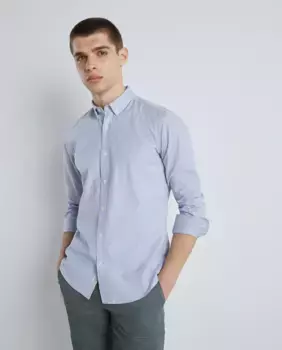 Полосатая мужская оксфордская рубашка с длинным рукавом Easy Wear, синий