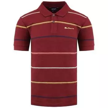 Полосатая мужская рубашка-поло Ben Sherman, бургундия