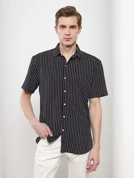 Полосатая мужская рубашка с коротким рукавом Regular Fit LCW Vision
