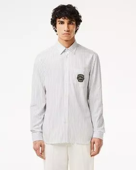 Полосатая мужская рубашка со значком Lacoste, белый