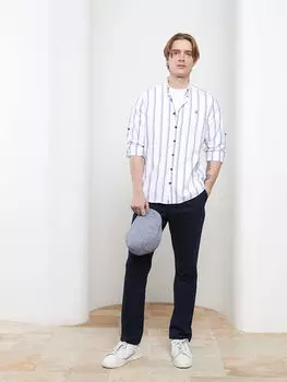 Полосатая мужская рубашка стандартного кроя с длинным рукавом Southblue