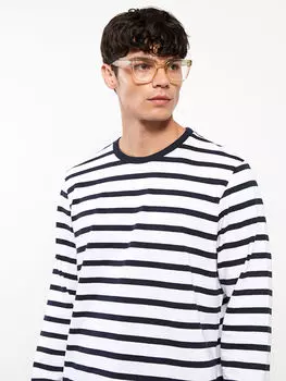 Полосатая мужская толстовка с круглым вырезом и длинными рукавами LCW Casual