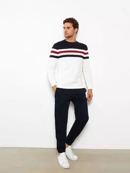 Полосатая мужская толстовка с круглым вырезом и длинными рукавами LCWAIKIKI Classic