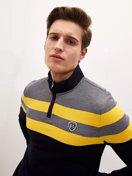 Полосатая мужская толстовка с прямым воротником и длинными рукавами LCWAIKIKI Classic