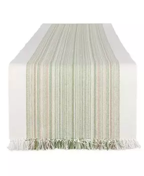 Полосатая настольная дорожка с бахромой, 14 x 72 дюйма Design Imports, зеленый