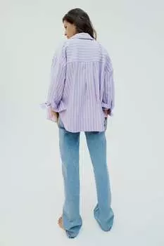 Полосатая оксфордская рубашка ZARA, сиреневый/белый