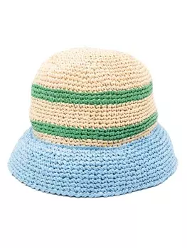 Полосатая панама с вышитым логотипом Miu Miu, нейтральный цвет