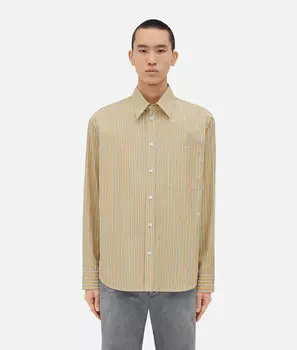 Полосатая поплиновая рубашка Bottega Veneta, белый/желтый