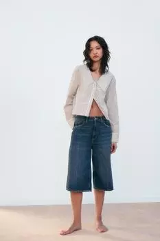 Полосатая поплиновая рубашка с воротником "питер пэн" ZARA, цвет brown/white
