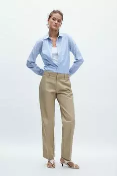 Полосатая поплиновая рубашка ZARA, цвет Blue/White