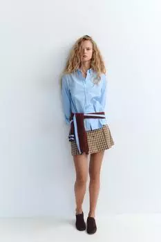 Полосатая поплиновая рубашка ZARA, цвет Blues