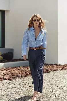 Полосатая поплиновая рубашка ZARA, цвет Stripes