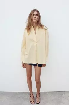 Полосатая поплиновая рубашка ZARA, напечатано