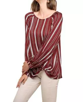 Полосатая присборенная блузка цвета вина umgee, цвет wine