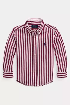 Полосатая рубашка для мальчика из 100% хлопкового поплина Polo Ralph Lauren, белый