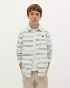 Полосатая рубашка для мальчика с вышитым черепом Scalpers, зеленый