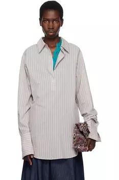 Полосатая рубашка Dries Van Noten, серый