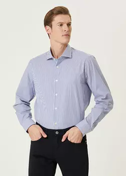 Полосатая рубашка индивидуального кроя Beymen Collection, синий