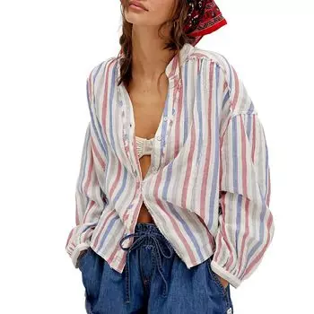 Полосатая рубашка из двойной ткани Valley Free People, мультиколор